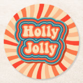 Retro Christmas Holidays Holly Jolly Typografie Runder Pappuntersetzer (Vorderseite)
