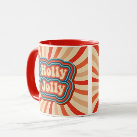 Retro Christmas Holidays Holly Jolly Typografie Tasse (Vorderseite Links)