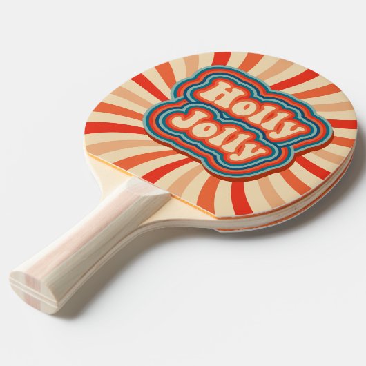 Retro Christmas Holidays Holly Jolly Typografie Tischtennis Schläger (Vorderseite)