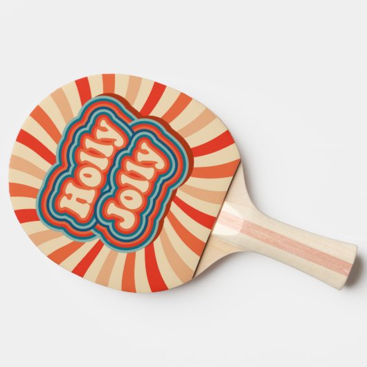 Retro Christmas Holidays Holly Jolly Typografie Tischtennis Schläger (Seitenansicht)