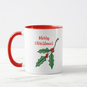 Retro Christmas Holly Coffee Tasse