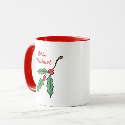 Retro Christmas Holly Coffee Tasse (Vorderseite Links)