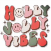 Retro Christmas Holly Jolly Vibes Trendy Holidays Aufkleber (Vorderseite)