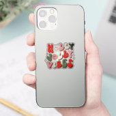 Retro Christmas Holly Jolly Vibes Trendy Holidays Aufkleber (Telefon)