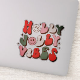 Retro Christmas Holly Jolly Vibes Trendy Holidays Aufkleber