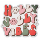 Retro Christmas Holly Jolly Vibes Trendy Holidays Aufkleber (Vorderseite)