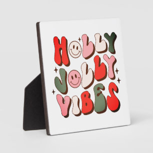 Retro Christmas Holly Jolly Vibes Trendy Holidays Fotoplatte