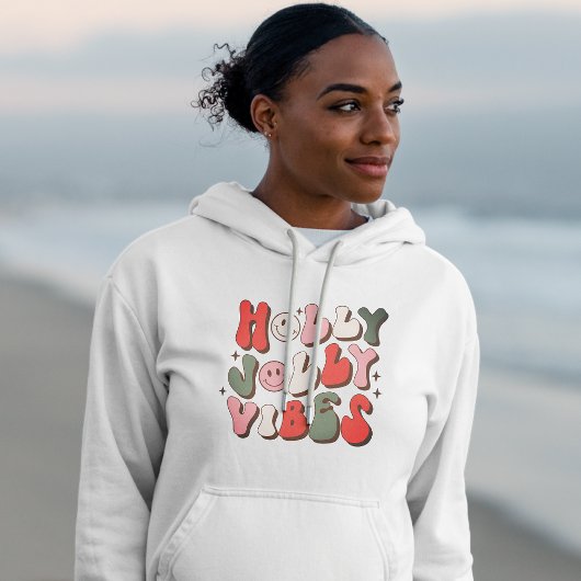 Retro Christmas Holly Jolly Vibes Trendy Holidays Hoodie