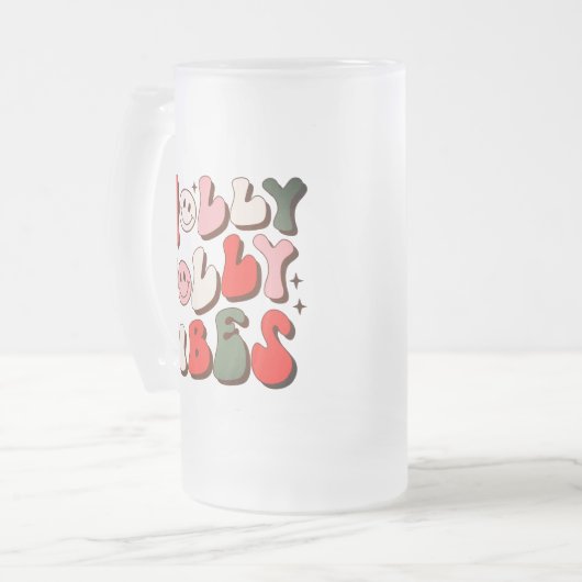 Retro Christmas Holly Jolly Vibes Trendy Holidays Mattglas Bierglas (Vorderseite Links)