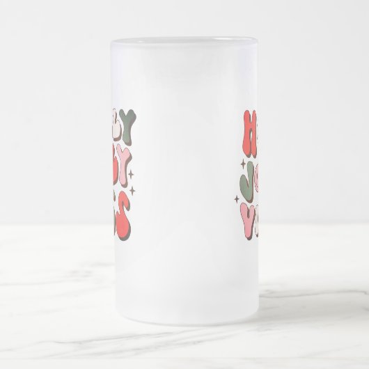 Retro Christmas Holly Jolly Vibes Trendy Holidays Mattglas Bierglas (Mittel)