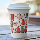 Retro Christmas Holly Jolly Vibes Trendy Holidays Pappbecher
