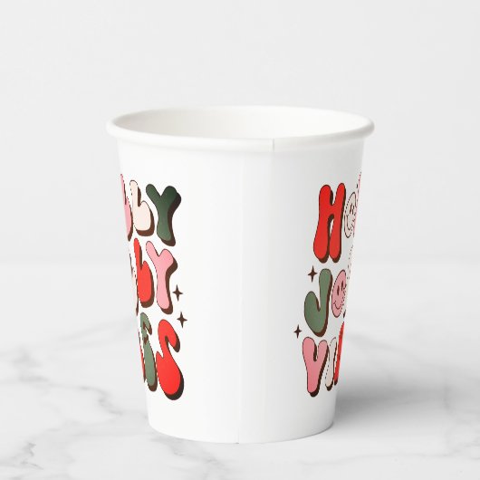 Retro Christmas Holly Jolly Vibes Trendy Holidays Pappbecher (Rechts)