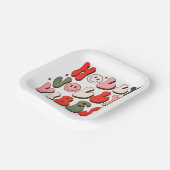 Retro Christmas Holly Jolly Vibes Trendy Holidays Pappteller (Gewinkelt)