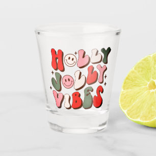 Retro Christmas Holly Jolly Vibes Trendy Holidays Schnapsglas