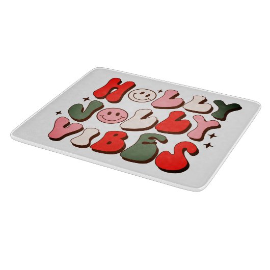 Retro Christmas Holly Jolly Vibes Trendy Holidays Schneidebrett (Ecke)