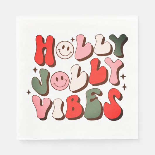 Retro Christmas Holly Jolly Vibes Trendy Holidays Serviette (Vorderseite)