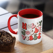 Retro Christmas Holly Jolly Vibes Trendy Holidays Tasse