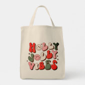 Retro Christmas Holly Jolly Vibes Trendy Holidays Tragetasche (Rückseite)