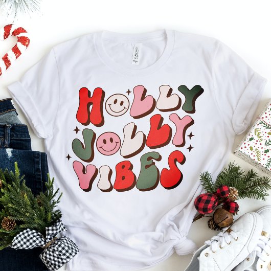 Retro Christmas Holly Jolly Vibes Trendy Holidays Tri-Blend Shirt