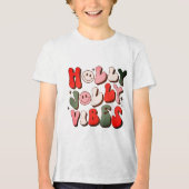 Retro Christmas Holly Jolly Vibes Trendy Holidays Tri-Blend Shirt (Vorderseite)