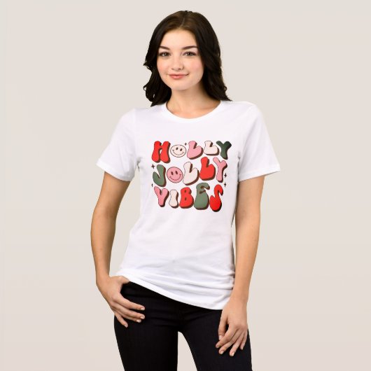 Retro Christmas Holly Jolly Vibes Trendy Holidays Tri-Blend Shirt (Vorderseite voll)