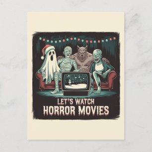 Retro Christmas Horror Movies Friends Postkarte