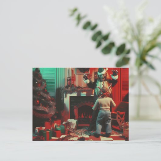 Retro Christmas Horror Postkarte (Stehend Vorderseite)