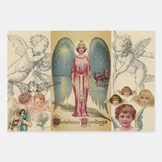 RETRO CHRISTMAS IMAGES Wrapping Paper Set 3 Geschenkpapier Set (Vorderseite 3)