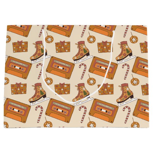 Retro Christmas Joy Große Geschenktüte (Vorderseite)