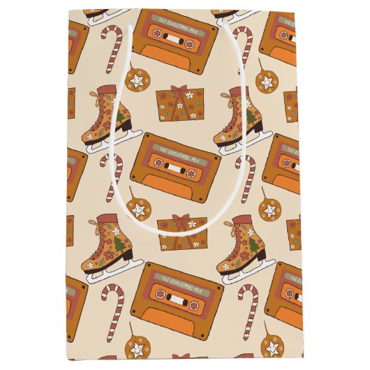 Retro Christmas Joy Mittlere Geschenktüte (Vorderseite)