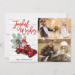 Retro Christmas Joyful wünscht Red Truck 2 FOTO Feiertagskarte