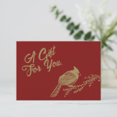 Retro Christmas Kardinal Geschenkgutschein (Stehend Vorderseite)