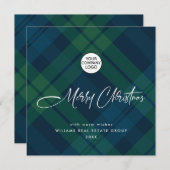 Retro Christmas Karierte Unternehmensgrüße Feiertagskarte (Vorne/Hinten)