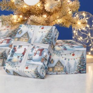 Retro Christmas Kids Skaten Gift Wrapping Paper Geschenkpapier