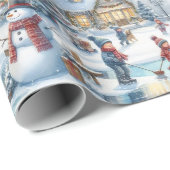 Retro Christmas Kids Skaten Gift Wrapping Paper Geschenkpapier (Rolleneckpunkt)