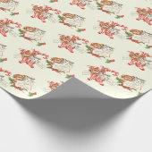 Retro Christmas Kitten und Puppy Geschenkpapier (Ecke)
