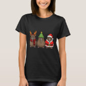 Retro Christmas Kiwi Bird Santa Reindeer T-Shirt (Vorderseite)