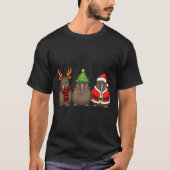 Retro Christmas Kiwi Bird Santa Reindeer T-Shirt (Vorderseite)