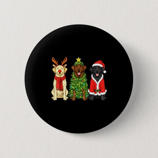 Retro Christmas Labrador Retriever Santa Reindeer Button (Vorderseite)