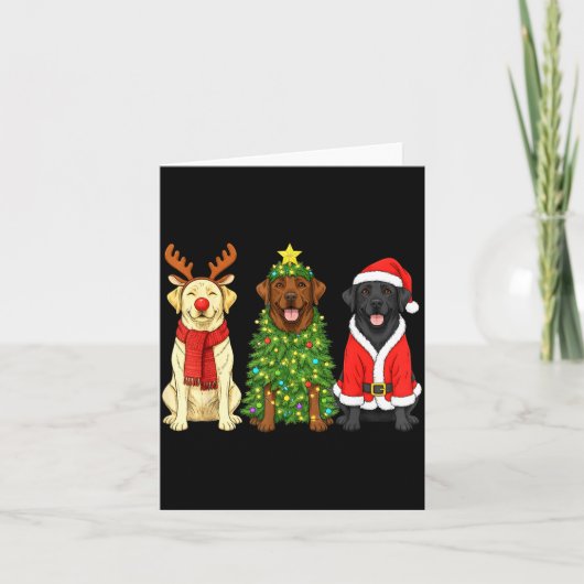 Retro Christmas Labrador Retriever Santa Reindeer Karte (Vorderseite)