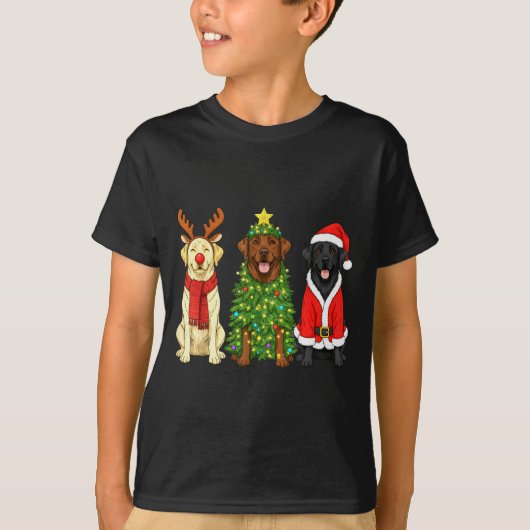 Retro Christmas Labrador Retriever Santa Reindeer T-Shirt (Vorderseite)
