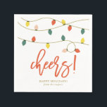 Retro Christmas Lights Holiday Serviette<br><div class="desc">Frische und festliche Servietten mit Retro-farbenen Weihnachtsbeleuchtung mit Pinstreifen-Muster. Ideal für farbenfrohe Ferien Party! Weitere Farben sind verfügbar</div>