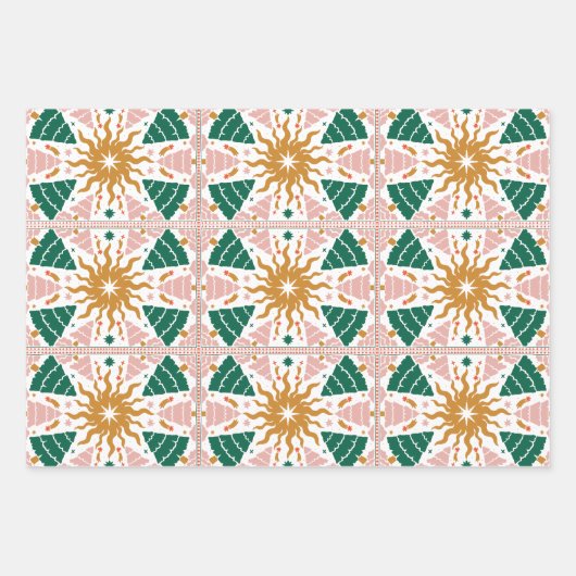 Retro Christmas Lights Tree Ornament Holiday Geschenkpapier Set (Vorderseite 2)