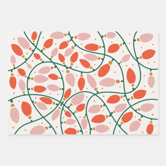 Retro Christmas Lights Tree Ornament Holiday Geschenkpapier Set (Vorderseite)