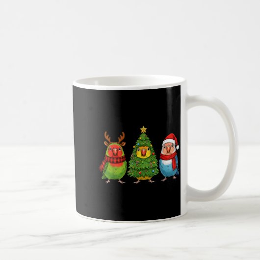 Retro Christmas Lovebird Parrot Santa Reindeer Kaffeetasse (Rechts)