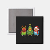 Retro Christmas Lovebird Parrot Santa Reindeer  Magnet (Vorderseite/Rückseite)