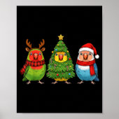 Retro Christmas Lovebird Parrot Santa Reindeer Poster (Vorne)