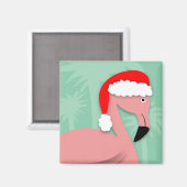 Retro Christmas Magnet - rosa Flamingo (Vorderseite/Rückseite)