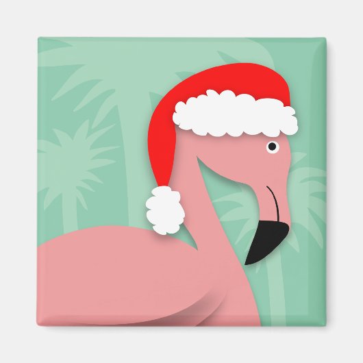 Retro Christmas Magnet - rosa Flamingo (Vorne)