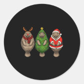 Retro Christmas Manatee Santa Reindeer Runder Aufkleber (Vorderseite)